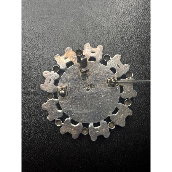 Taxco Mexico 925 Sterling Silver Black Onyx Convertible Brooch Pendant - Picture 4 of 6